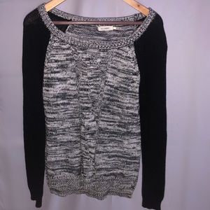 Black and Grey Cable Knit Sweater